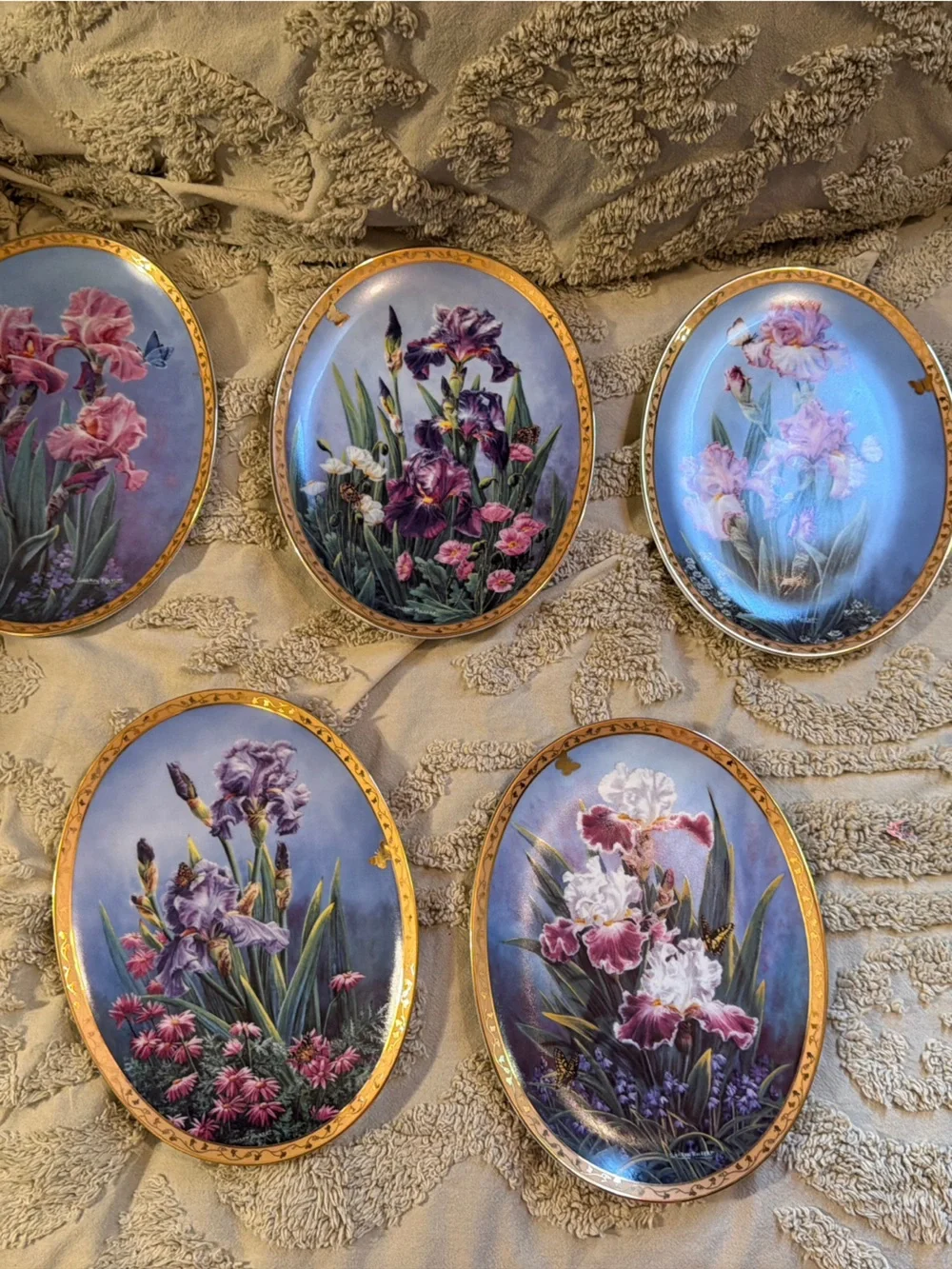 The Bradford Exchange Floral Ceramic Wall Plaques - Blue, Purple & Pink Set